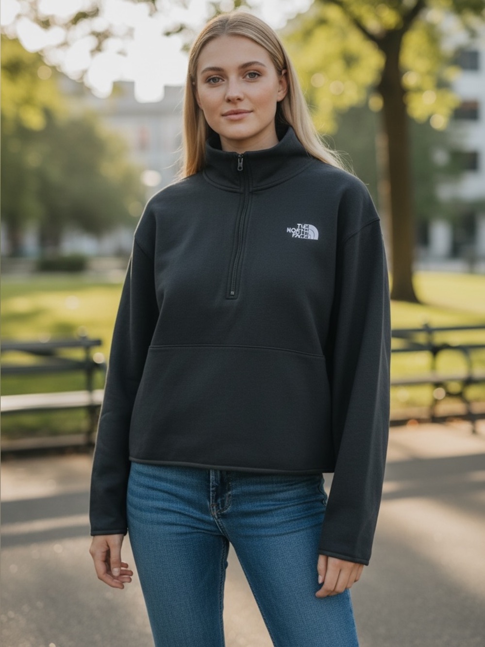 The North Face Women’s Half Zip Collar Sweater Black Sz L